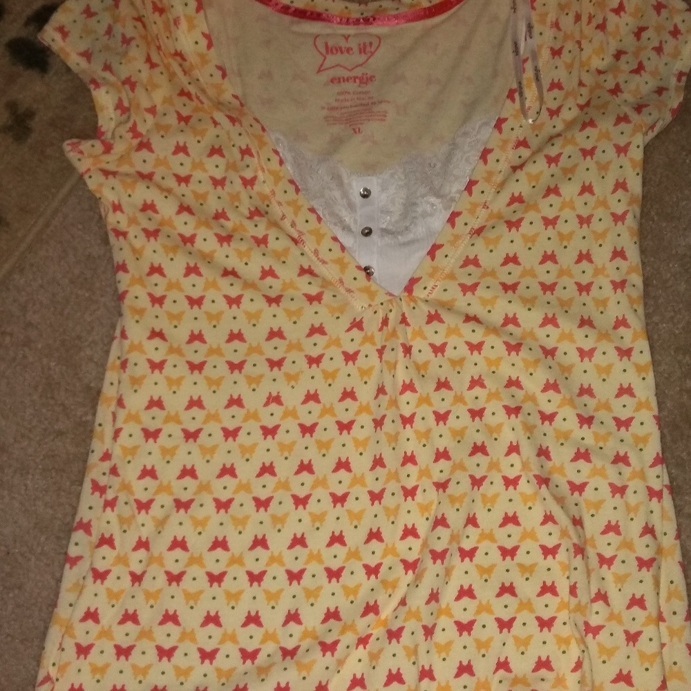 Energie yellow butterfly shirt